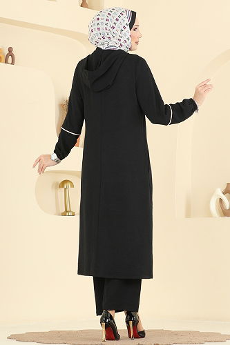 moda selvim طقم أسود PL9189 - Thumbnail