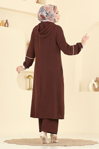 moda selvim طقم بني PL9189 - Thumbnail