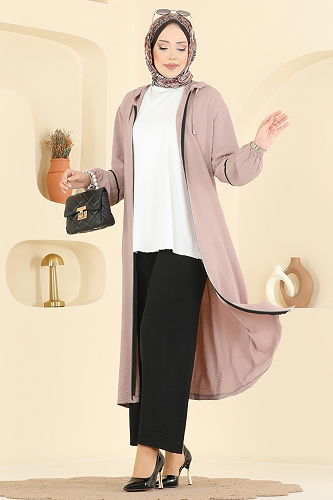 moda selvim طقم بيج وأسود PL9189 - Thumbnail