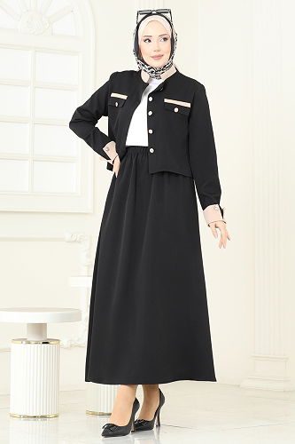 moda selvim طقم أسود PL9192 - Thumbnail