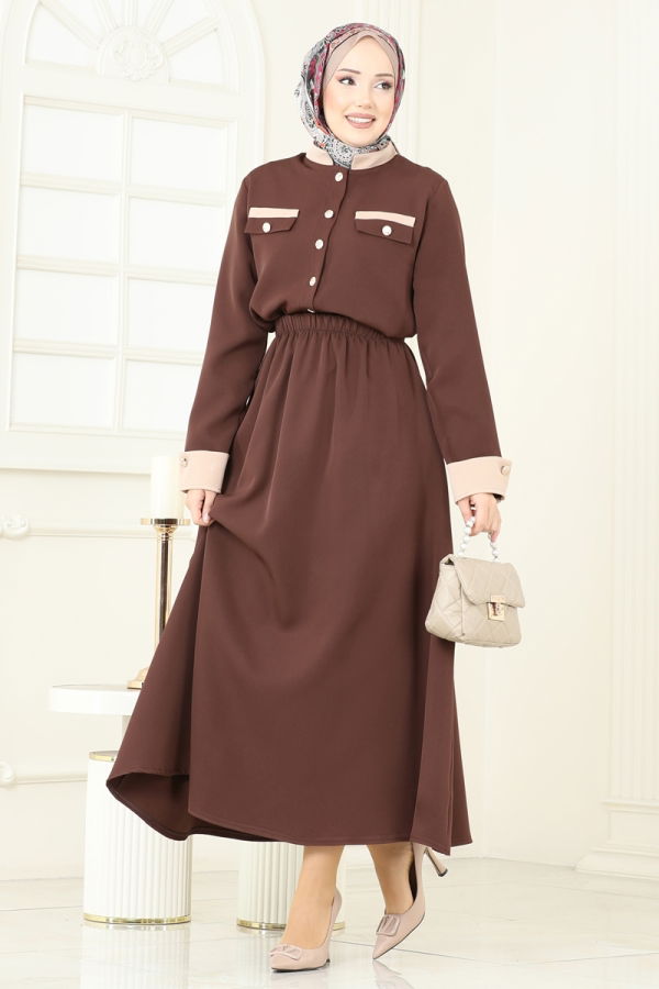 Modaselvim Hijab Combinations Combined PL9192 Brown