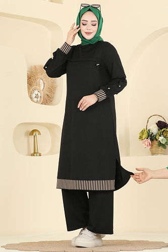 moda selvim طقم أسود PL9193 - Thumbnail