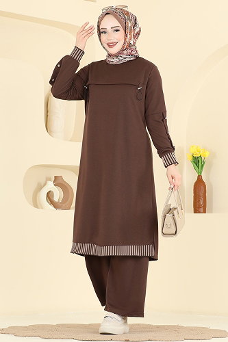 moda selvim طقم بني PL9193 - Thumbnail