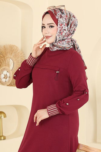 moda selvim طقم خمري PL9193 - Thumbnail