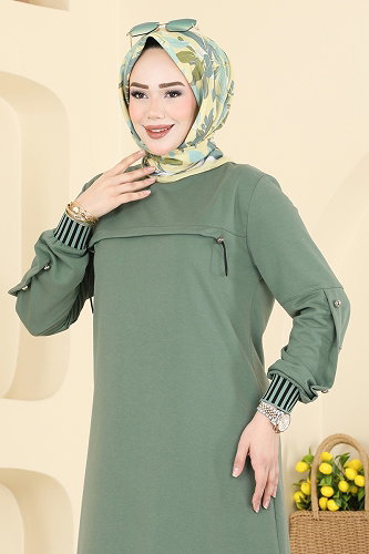 moda selvim طقم أخضر باهت PL9193 - Thumbnail