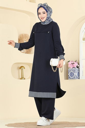 moda selvim طقم كحلي PL9193 - Thumbnail