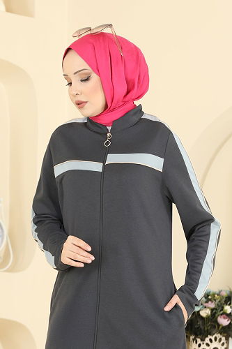 moda selvim طقم رمادي غامق PL9194 - Thumbnail