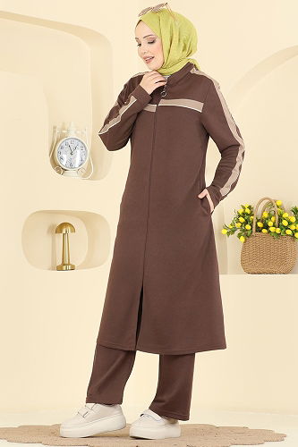 moda selvim طقم بني PL9194 - Thumbnail