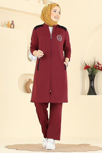 moda selvim طقم خمري PL9202 - Thumbnail