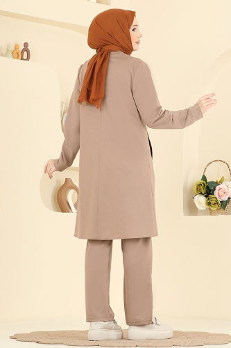 moda selvim طقم بيج غامق PL9202 - Thumbnail