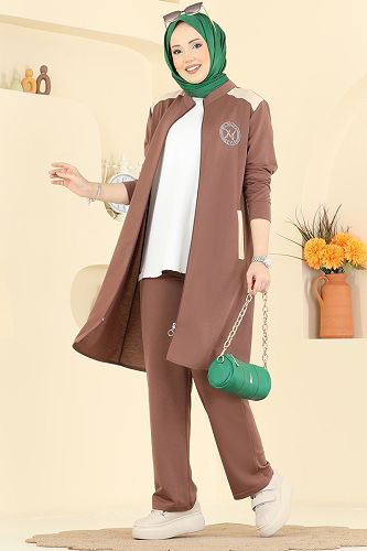 moda selvim طقم بيج وردي PL9202 - Thumbnail