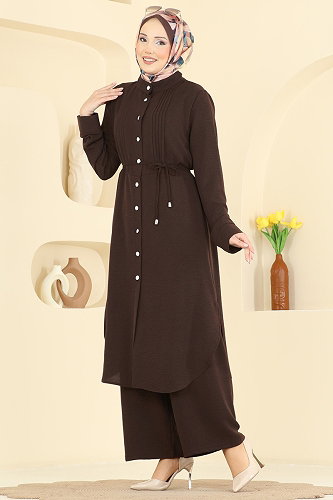 moda selvim طقم بني PL9204 - Thumbnail