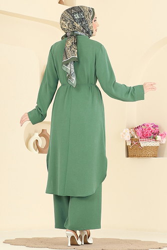 moda selvim طقم أخضر باهت PL9204 - Thumbnail