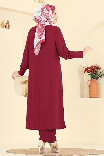 moda selvim طقم خمري PL9207 - Thumbnail