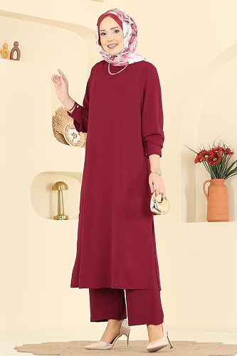 moda selvim طقم خمري PL9207 - Thumbnail