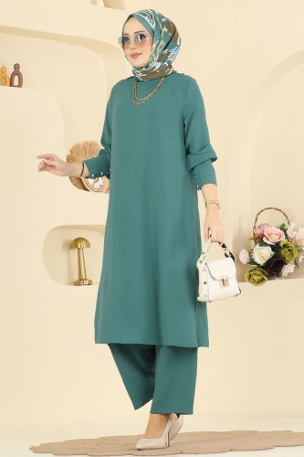 P.L. - طقم أخضر باهت غامق PL9207