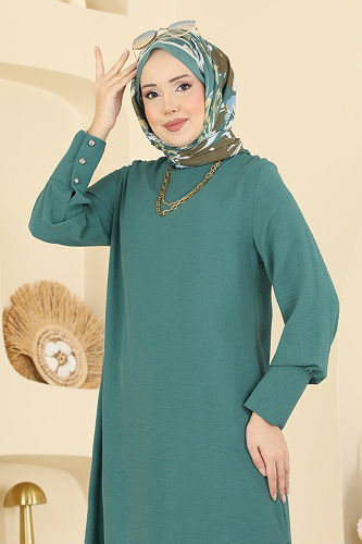 moda selvim طقم أخضر باهت غامق PL9207 - Thumbnail