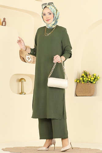 moda selvim طقم اخضر عفني PL9207 - Thumbnail