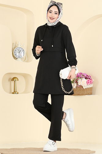 moda selvim طقم أسود PL9210 - Thumbnail