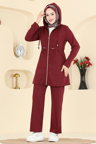 moda selvim طقم خمري PL9212 - Thumbnail