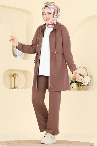 moda selvim طقم بيج وردي PL9212 - Thumbnail