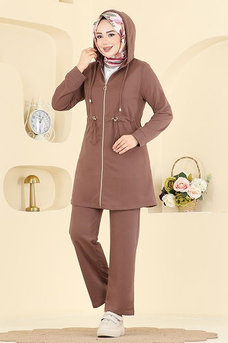 moda selvim طقم بيج وردي PL9212 - Thumbnail