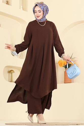 moda selvim طقم بني PL9213 - Thumbnail