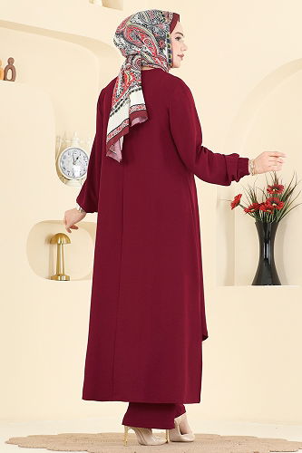 moda selvim طقم خمري PL9213 - Thumbnail