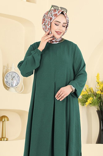 moda selvim طقم أخضر باهت غامق PL9213 - Thumbnail