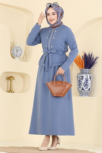 moda selvim طقم أزرق PL9214 - Thumbnail