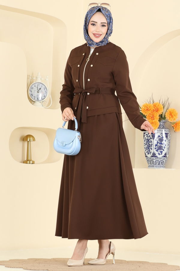 Modaselvim Hijab Combinations Combined PL9214 Brown