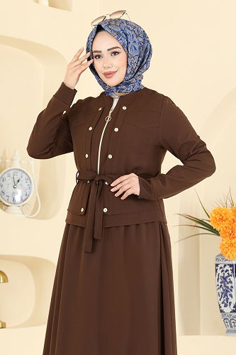 moda selvim طقم بني PL9214 - Thumbnail