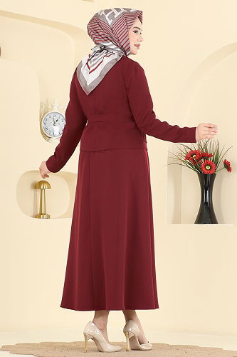 moda selvim طقم خمري PL9214 - Thumbnail