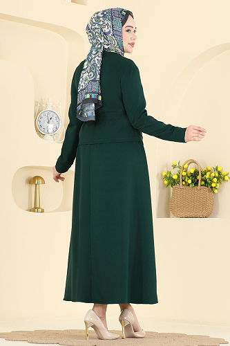 moda selvim طقم زيتي غامق PL9214 - Thumbnail