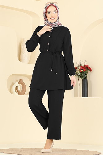 moda selvim طقم أسود PL9215 - Thumbnail