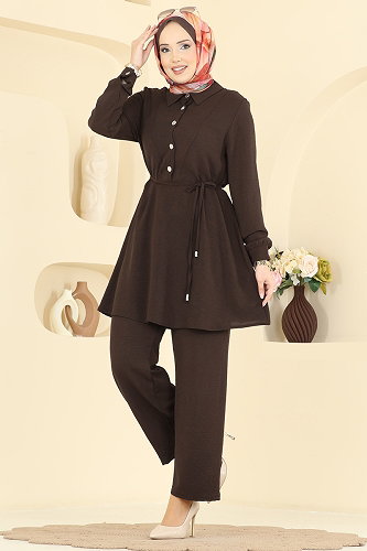 moda selvim طقم بني PL9215 - Thumbnail