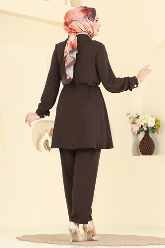 moda selvim طقم بني PL9215 - Thumbnail