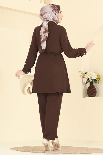 moda selvim طقم بني فاتح PL9215 - Thumbnail