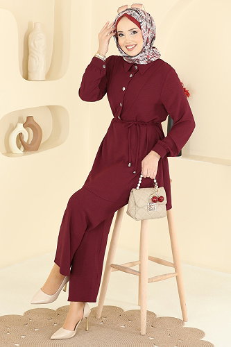 moda selvim طقم خمري PL9215 - Thumbnail