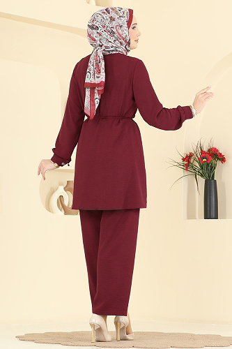 moda selvim طقم خمري PL9215 - Thumbnail