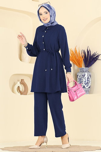 moda selvim طقم كحلي فاتح PL9215 - Thumbnail
