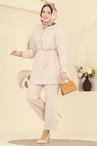 moda selvim طقم بيج PL9215 - Thumbnail