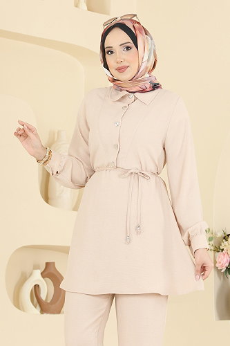 moda selvim طقم بيج PL9215 - Thumbnail