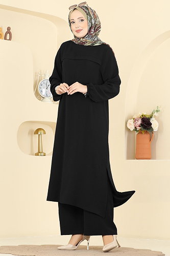 moda selvim طقم أسود PL9217 - Thumbnail