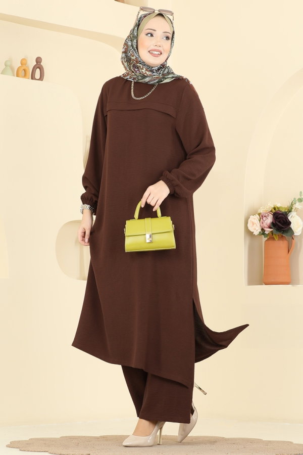 Modaselvim Hijab Combinations Combined PL9217 Brown