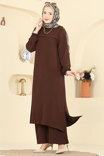 moda selvim طقم بني PL9217 - Thumbnail