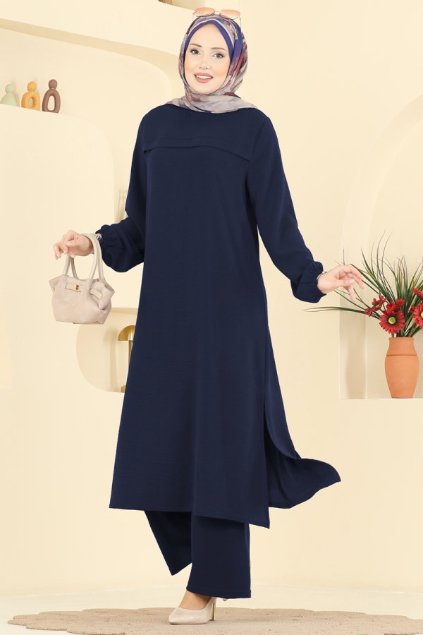 Modaselvim Hijab Combinations Combined PL9217 Navy Blue
