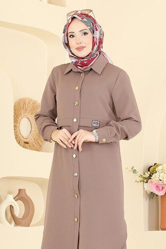 moda selvim طقم بيج غامق PL9218 - Thumbnail