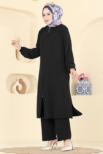 moda selvim طقم أسود PL9223 - Thumbnail