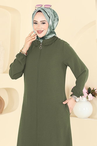 moda selvim طقم أخضر عفني غامق PL9223 - Thumbnail